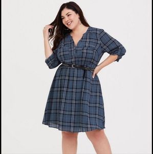 Torrid plaid navy dress size 1